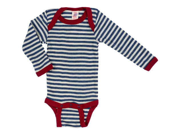 Romper in blauw/wit gestreept (wol)