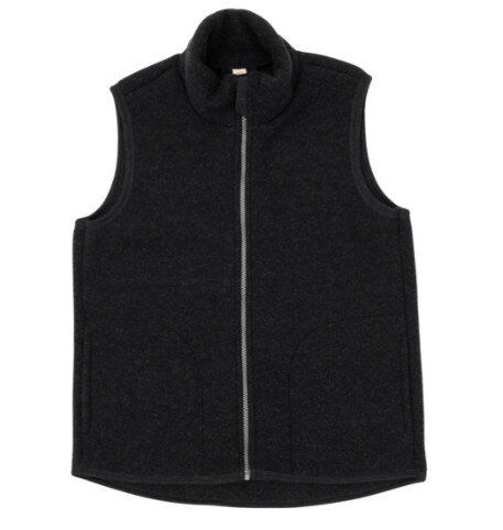 Bodywarmer in zwart melange (biologische fleece wol)