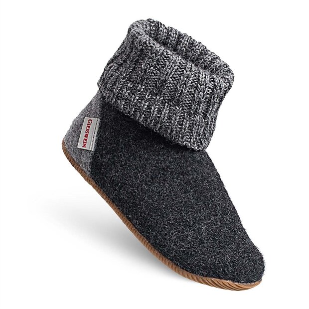 Pantoffels met anti-slipzool in antraciet (wol)