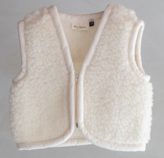 Baby- en kinderbodywarmer in naturel wol