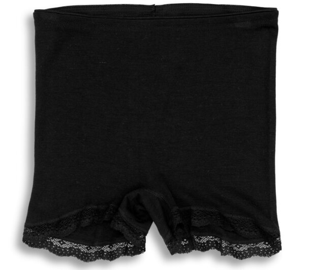 Boxershort met kant in zwart (wol-zijde)