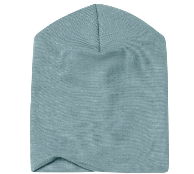Babymuts in bergblauw (wol-zijde)