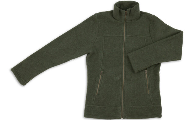 Heren fleecevest in rietgroen (biologische merinowol)