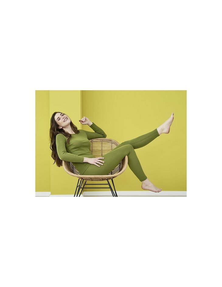 Legging in avocadokleur (wol-katoen)