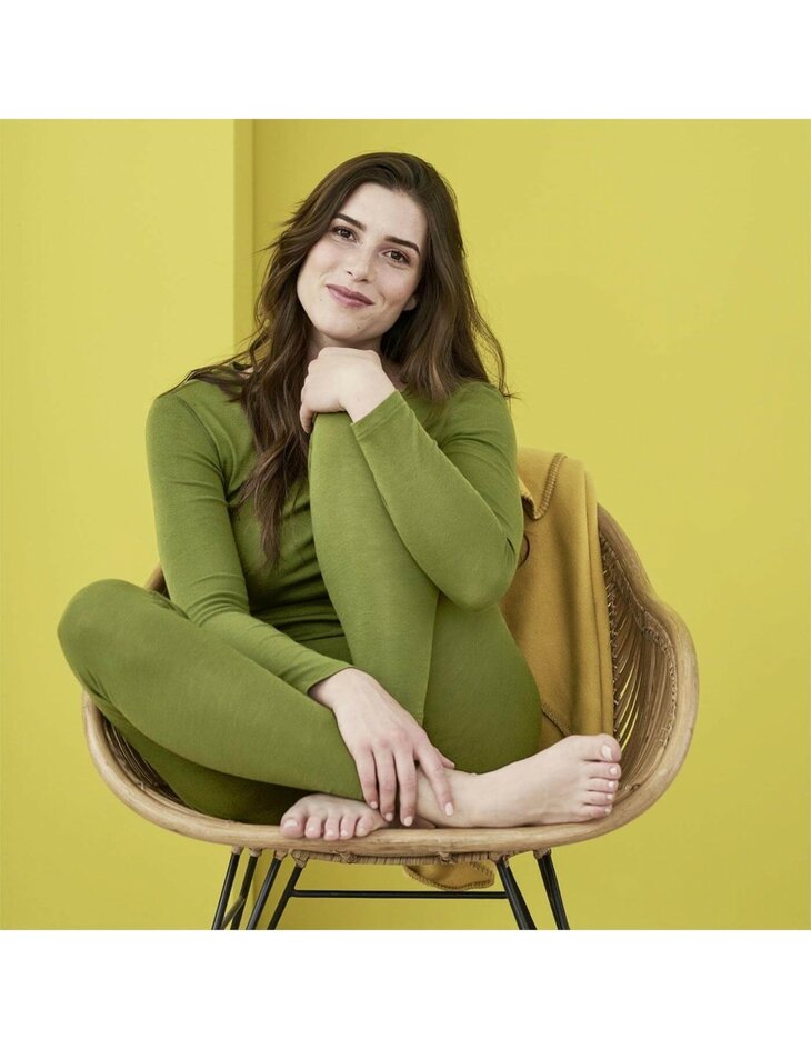 Legging in avocadokleur (wol-katoen)