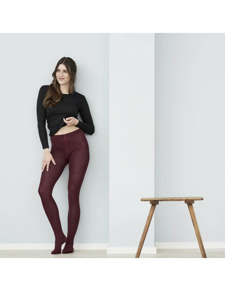 Maillot in bordeaux (wol-katoen-elasthan)