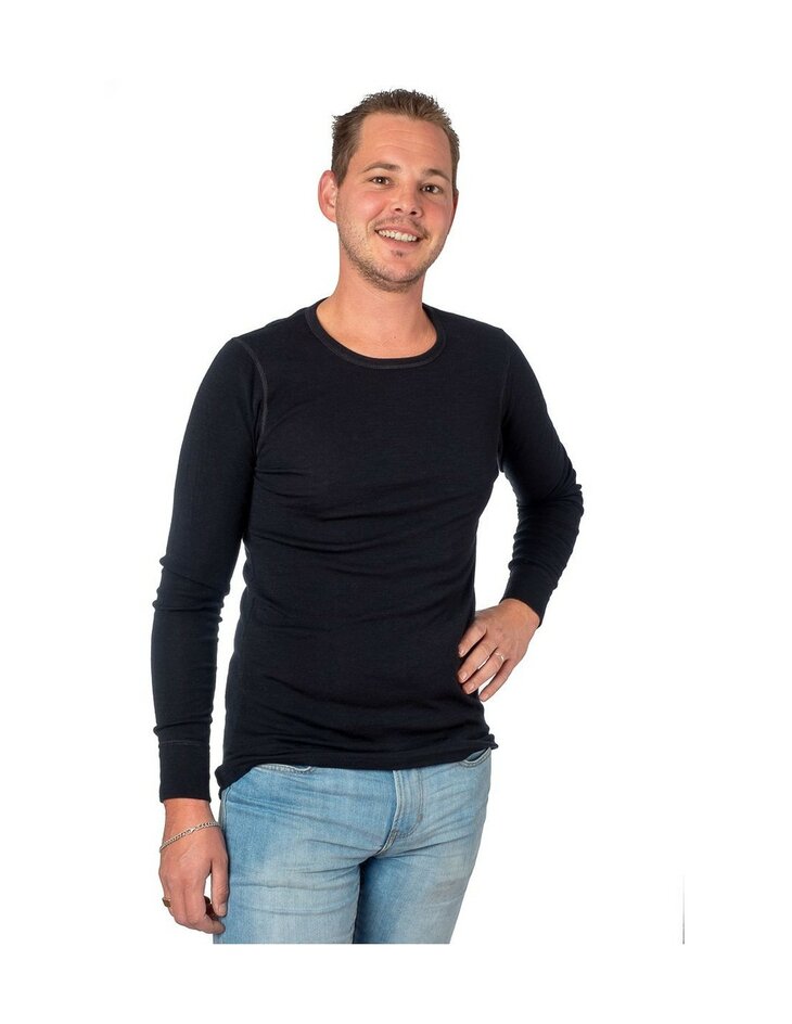 Herenshirt in zwart (wol)