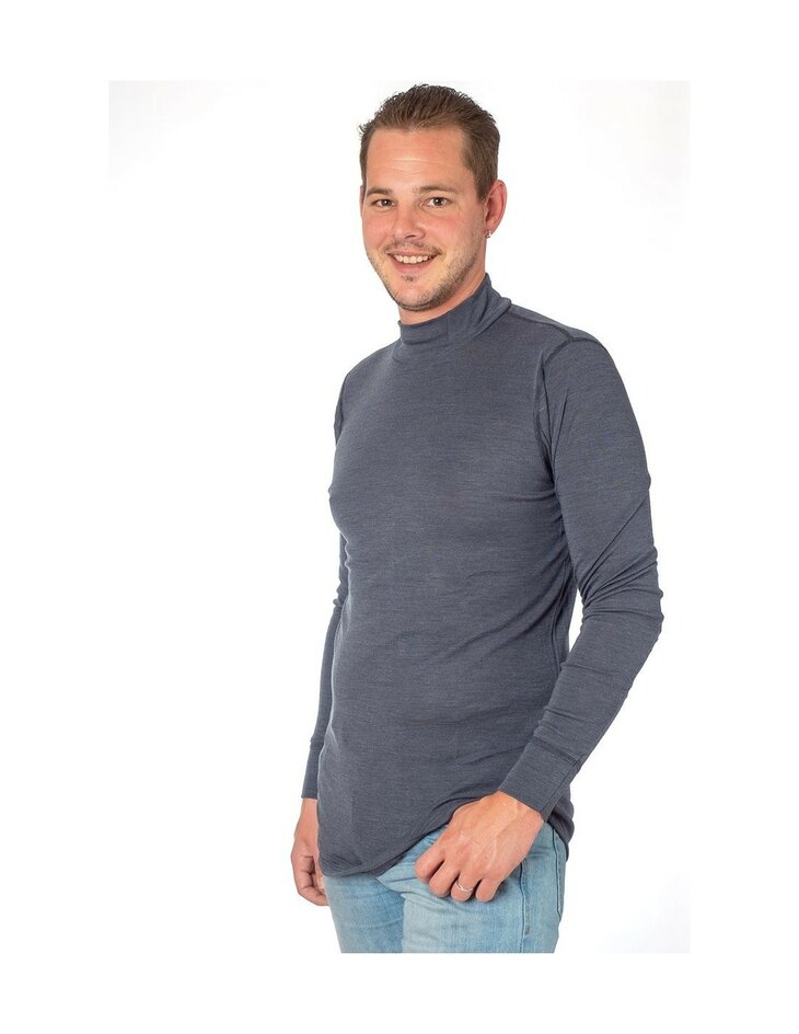 Turtle longsleeve in antraciet (Merinowol-zijde)
