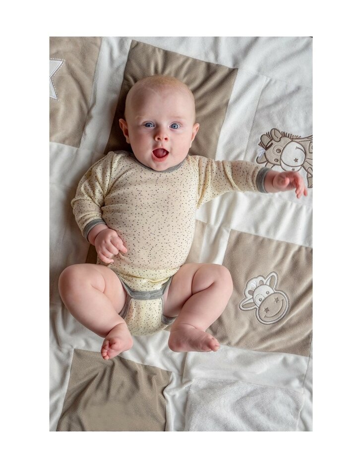 Natuurbedrukte romper met lange mouwen (wol-zijde)