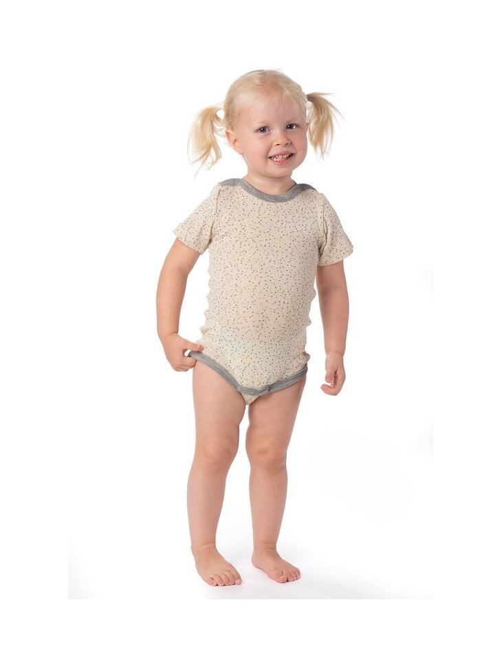 Natuurbedrukte romper met lange mouwen (wol-zijde)