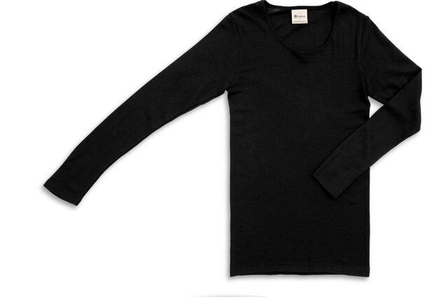 Longsleeve in zwart (wol-zijde)