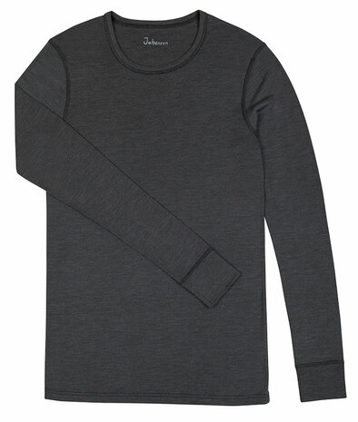 Heren longsleeve in antraciet (merinowol-zijde)