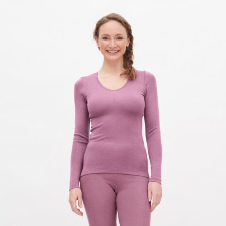 Longsleeve in roze (merinowol-zijde)