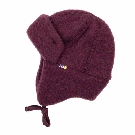 Mutsje van plum in wollen fleece
