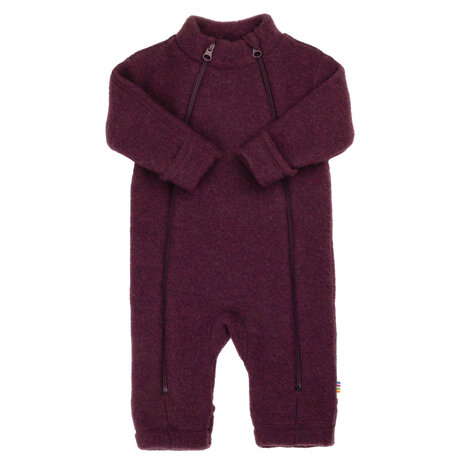 Baby buitenpak in plum van wollen fleece  (merinowol)