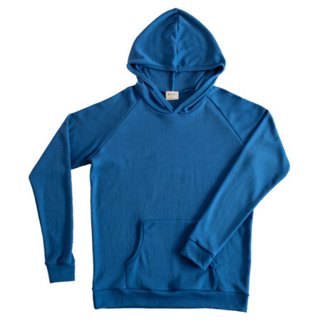 Dameshoody in helderblauwe wolzijde