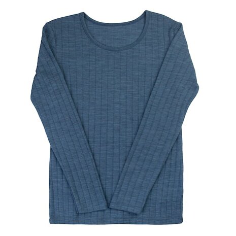Longsleeve in blauw melange (merinowol-zijde)