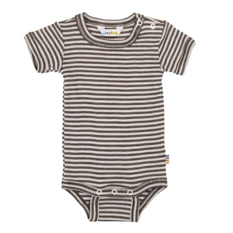 Leuke streepjesromper in bruin (merinowol-zijde)
