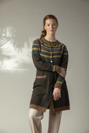 Alpine lang vest - coat - in Dove duifkleur (merinowol-angora)