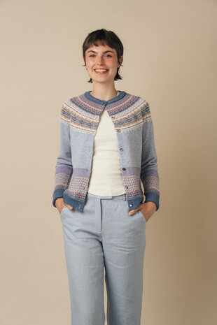 Alpine lang vest - coat - in Dove duifkleur (merinowol-angora)