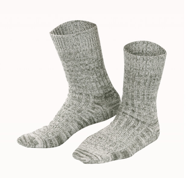 Lekker warme Noorse sokken van wol-katoen in olijfgroen melange