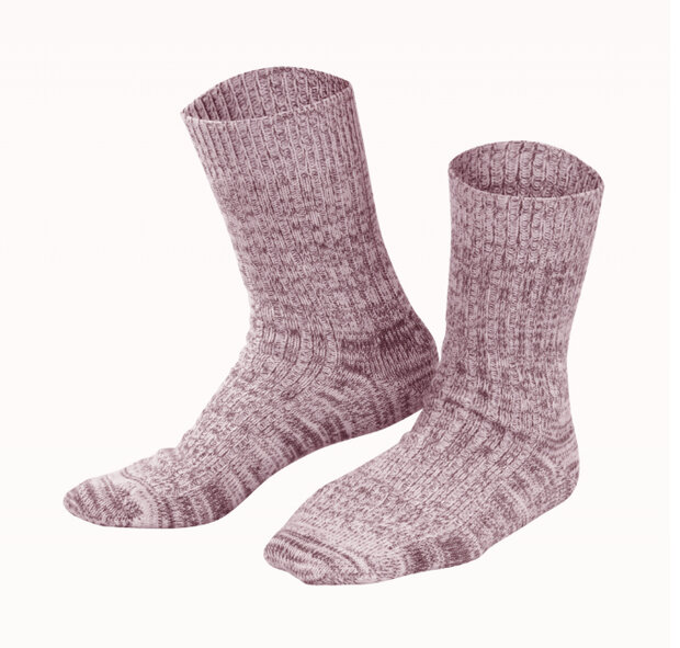 Lekker warme Noorse sokken van wol-katoen in bordeaux melange