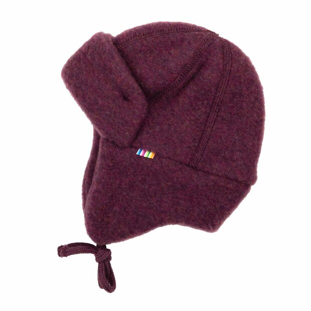 Mutsje van plum in wollen fleece
