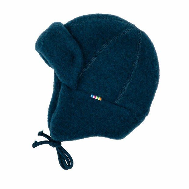 Mutsje van donker turquoise in wollen fleece