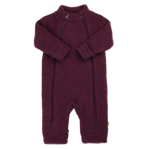 Baby buitenpak in plum van wollen fleece  (merinowol)