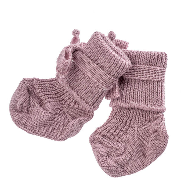 Babysokjes in roze (merinowol)