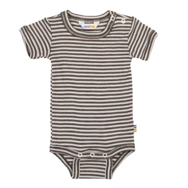 Leuke streepjesromper in bruin (merinowol-zijde)