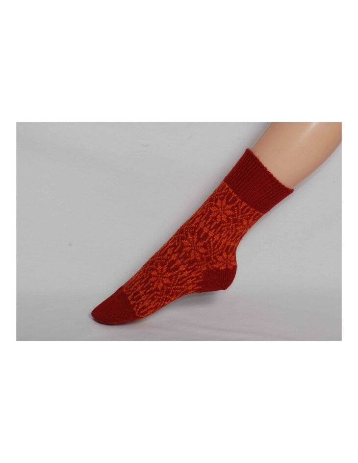 Noorse sokken in oranje/rood (wol)