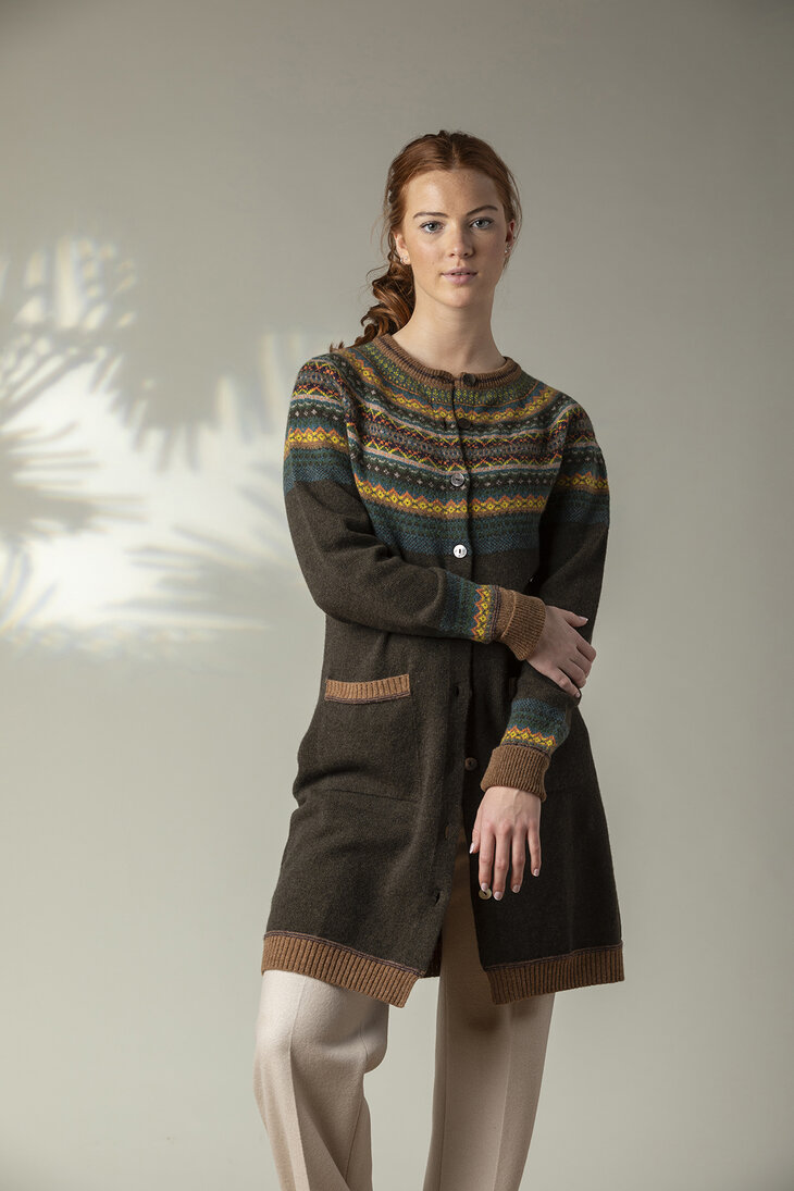 Alpine lang vest - coat - in Dove duifkleur (merinowol-angora)